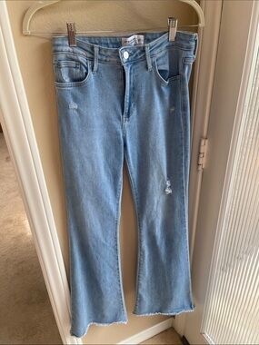Just Black Light Blue Distressed Flare Jeans